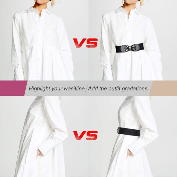 Women Stretchy Elastic Wide Waist Belts Pack for Dresses Casual Formal